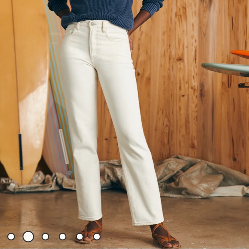 Faherty Women’s Organic Cotton Slim Straight Denim - White Dune Wash